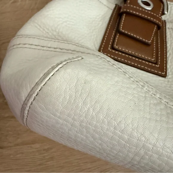 Vintage Y2K Coach Soho Pebbled Leather Small Hand Bag Cream Brown Purse F12302 - Picture 12 of 16